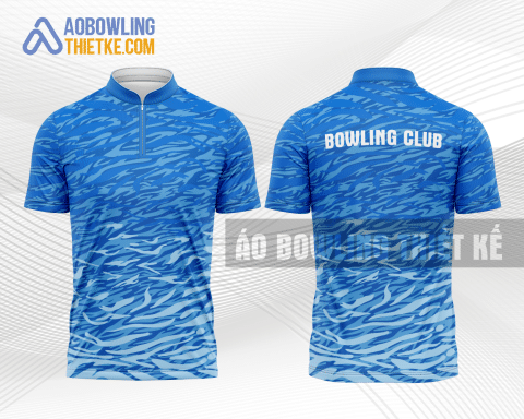 Mẫu áo bowling nam CLB Đại học Ngoại ngữ màu da trời thiết kế BL73