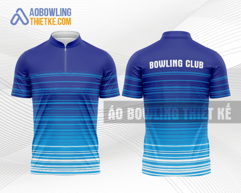 Mẫu áo giải bowling Học viện Chính sách và Phát triển màu xanh dương thiết kế BL79