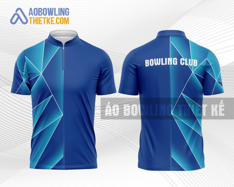 Mẫu trang phục thi đấu bowling Trường Đại học Công nghệ màu xanh dương thiết kế BL68